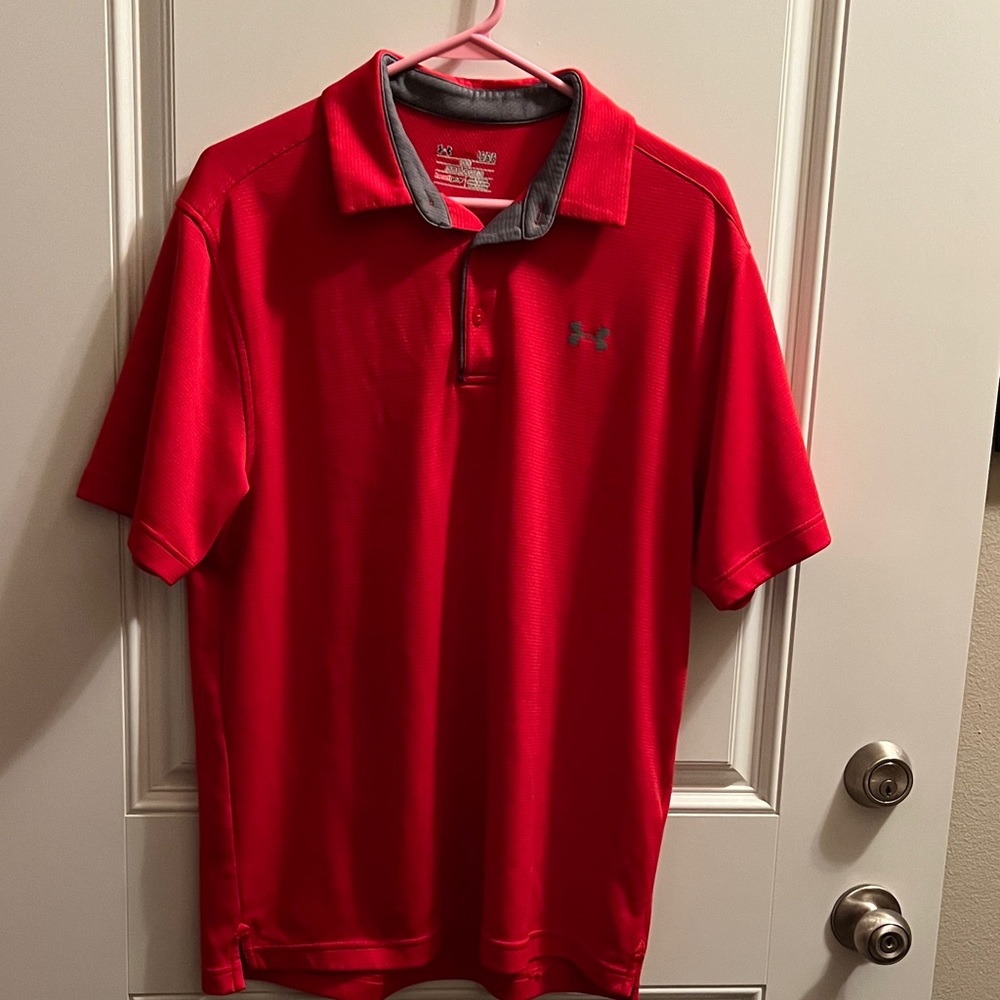 Under Armour Men's Polo Shirt in Bold Red with Gray accents